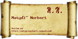 Matyé Norbert névjegykártya